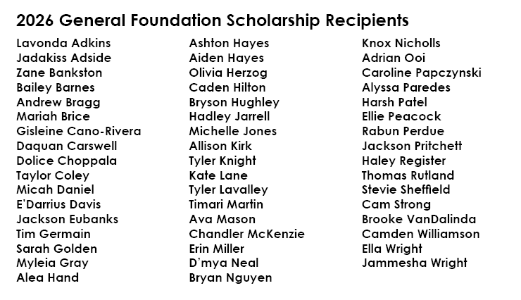 2026 General Scholarship Winners