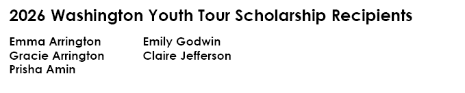 2026 Youth Tour Scholarship winners