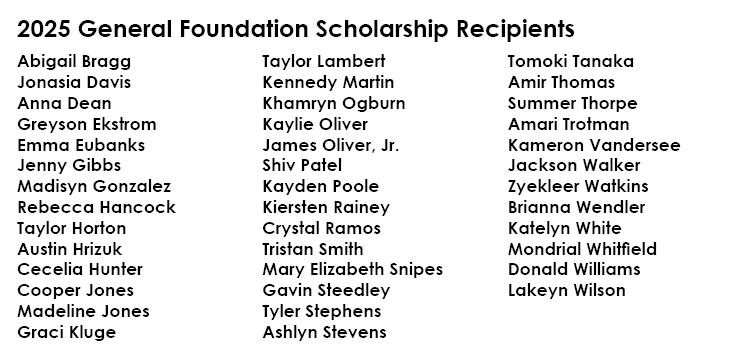 2025 General Foundation Scholarship recipients