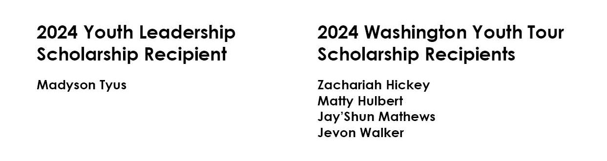 2024 WYT and Youth Leadership scholarship winners